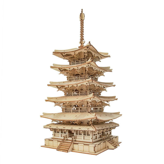 Vintage Temple Model - 3D Wooden Puzzle Inspired by Horyuji Temple, Japan