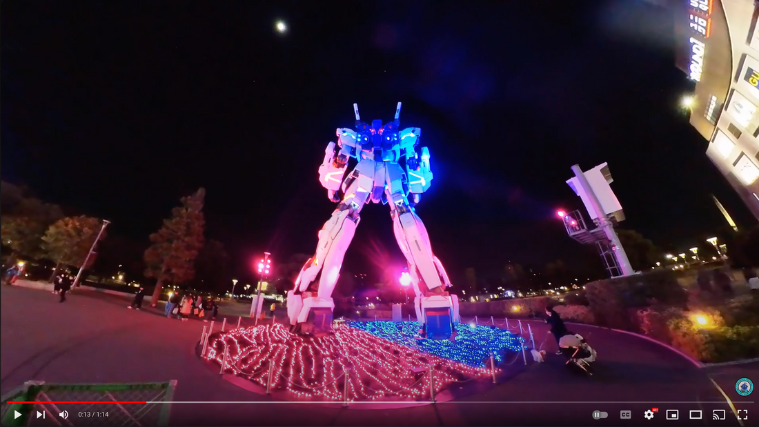 Nighttime Walkaround of the Full-Scale RX-0 Unicorn Gundam in Tokyo | Winter Exploration with Insta360