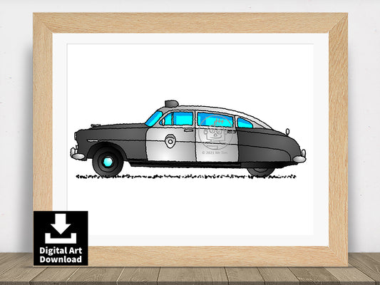 1949 Nash Police Car - Digital Illustration Download (E009)