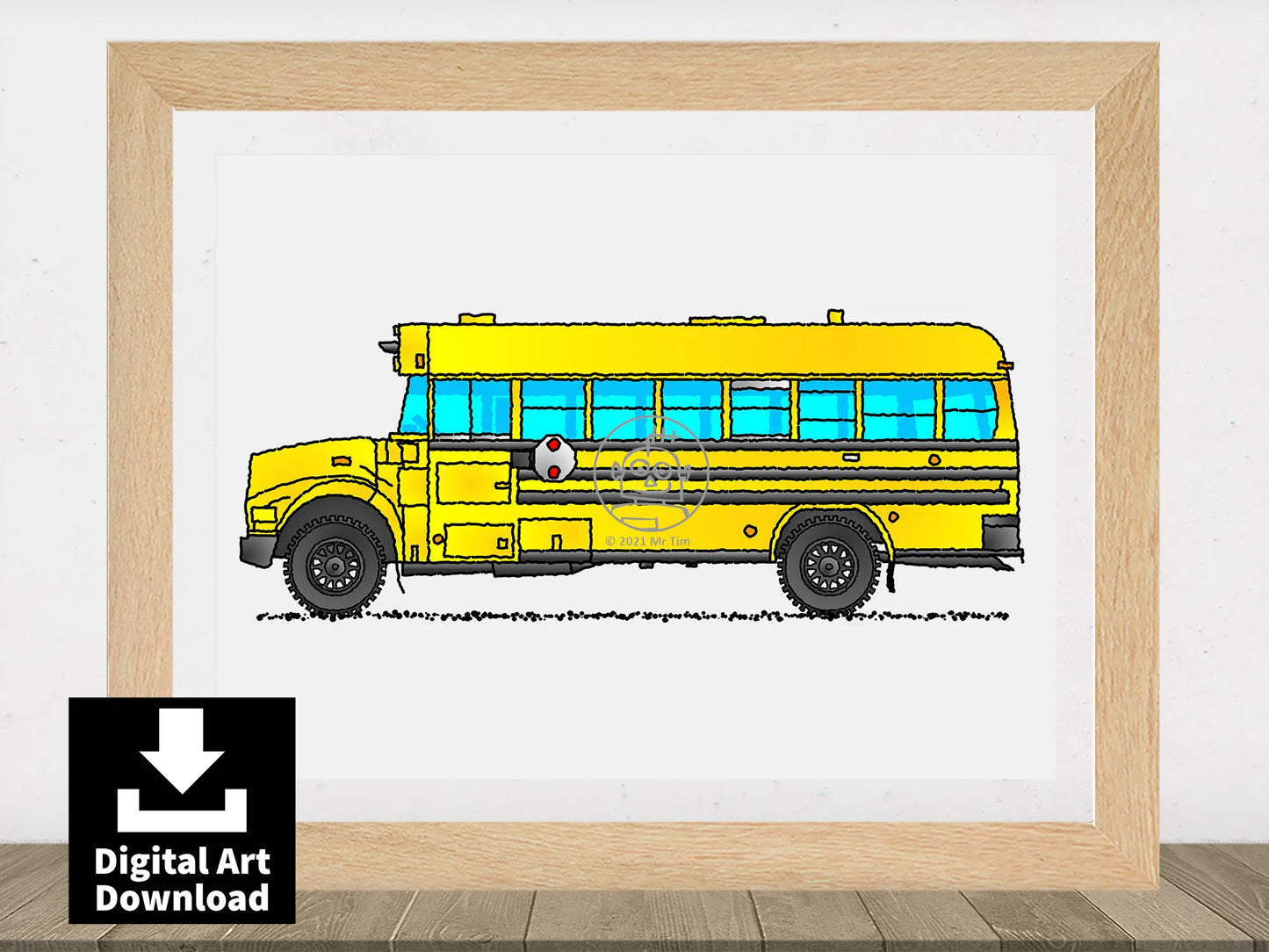 Yellow American School Bus - Digital Art (E054)