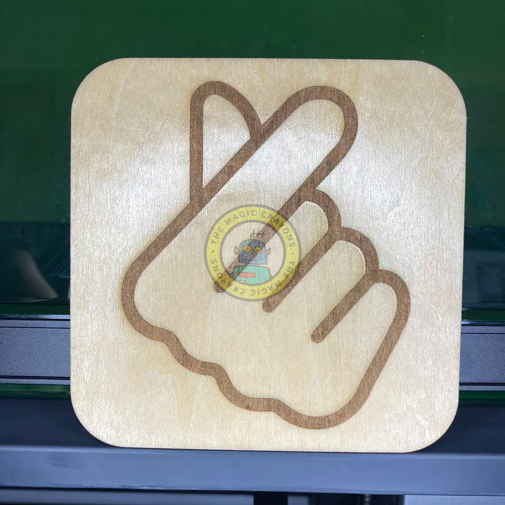 K-Pop Fan Coaster – Laser Engraved Plywood with Finger Heart Design