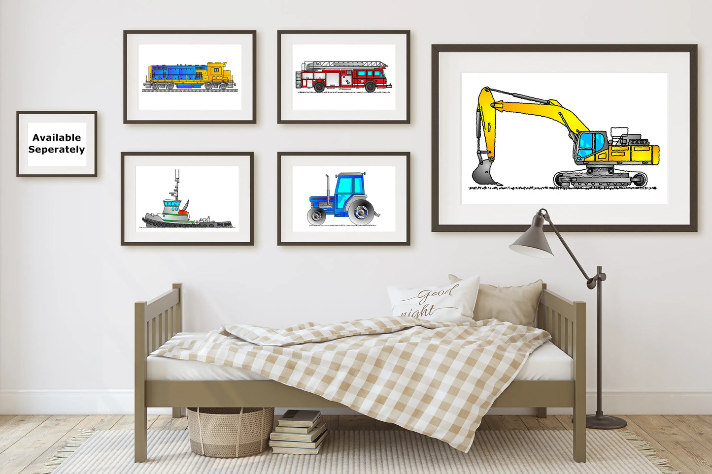 8-Wheeled Crane Print. Construction Vehicle. Poster Download E075