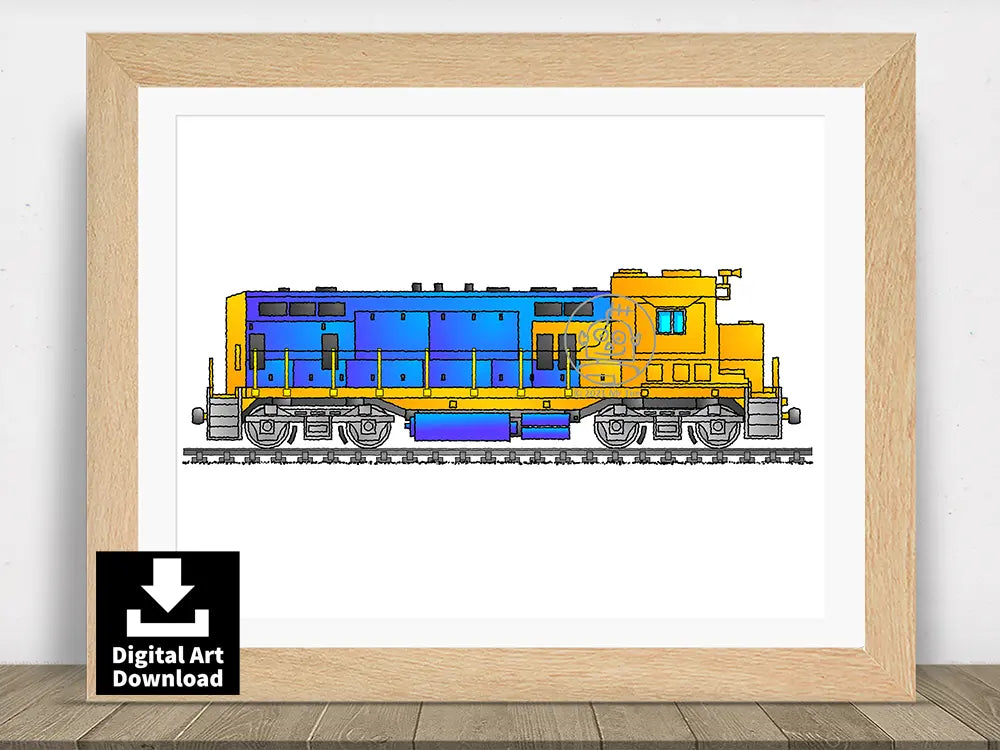 American Diesel-Electric Locomotive Train – Digital Illustration Download (E048)