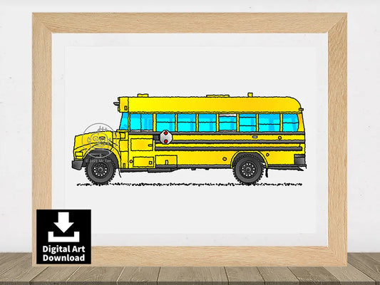 American School Bus – Digital Illustration Download (E054)