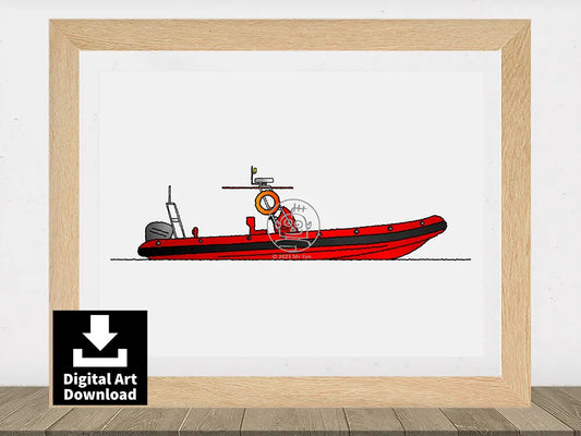 Atlantic 21-Class Lifeboat – RNLI Rigid Inflatable Boat Digital Illustration (E069)