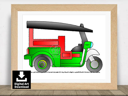 Bangkok Tuk Tuk – Digital Illustration Download (E041)