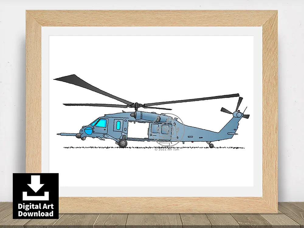 Black Hawk Helicopter - Digital Illustration Download (E110)