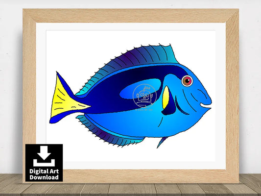 Blue Tang Fish – Digital Illustration Download (E033)