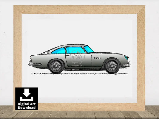 Bond Car – 1964 Aston Martin DB5 - Digital Illustration Download (E053)