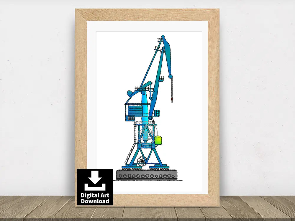 Bulk Handling Crane – Harbor Dock Crane Digital Illustration Download (E084)