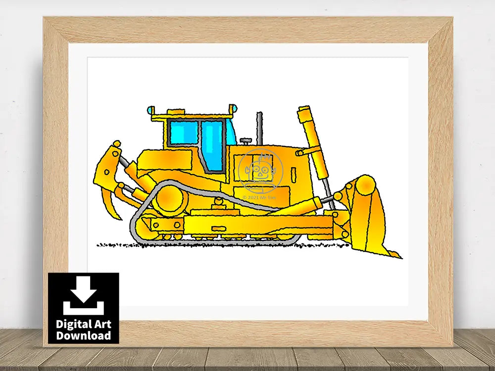 Bulldozer with Rear Hook/Claw - Digital Illustration Download (E021)