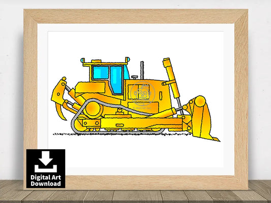 Bulldozer with Rear Hook/Claw - Digital Illustration Download (E021)