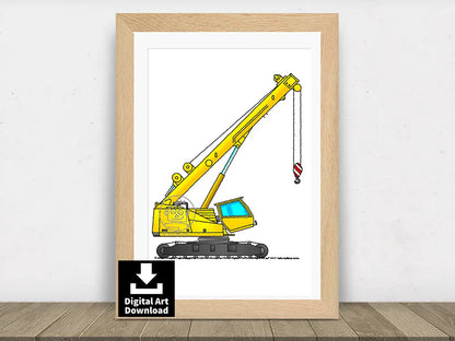 Crawler Crane with Tilting Cab – Digital Illustration Download (E082)