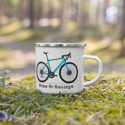 Blue Bicycle Enamel Mug, Personalized T004