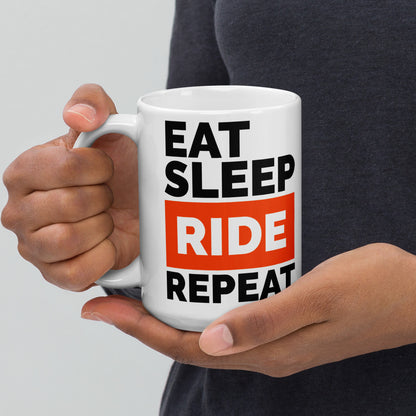 サイクリスト コーヒー マグ – 「Eat, Sleep, Ride, Repeat」 – 自転車愛好家へのギフト