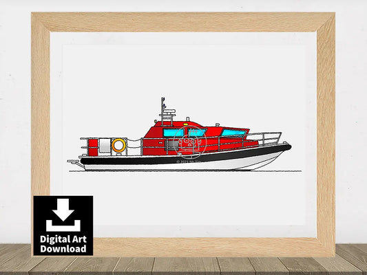 Emergency Services Ambulance Boat – Digital Illustration Download (E067)