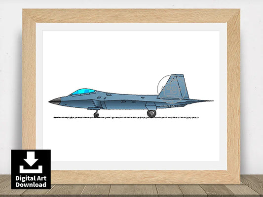 F-35 Lightning II - Military Fighter Jet - Digital Illustration Download (E113)