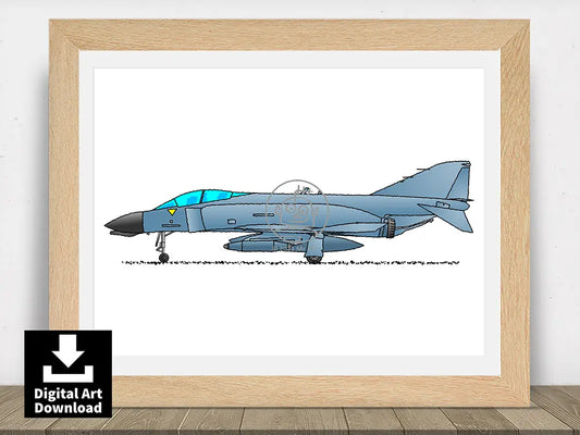 F-4 Phantom II - Military Fighter Jet - Digital Illustration Download (E114)