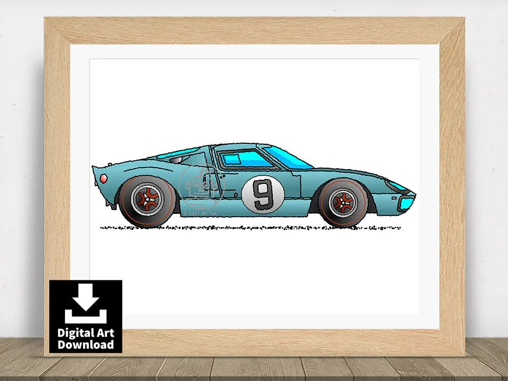 Ford GT40 Mark I Sport – Gulf Racing Digital Illustration Download (E031)