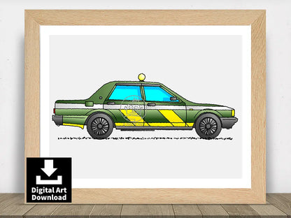 Toyota Comfort Japanese Taxi (Green) – Digital Illustration Download (E090)