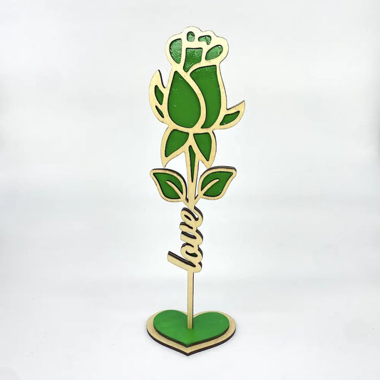 Hand-Painted Laser-Cut Tulip with 'Love' Stem – Crafted in Japan