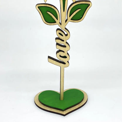 Hand-Painted Laser-Cut Tulip with 'Love' Stem – Crafted in Japan