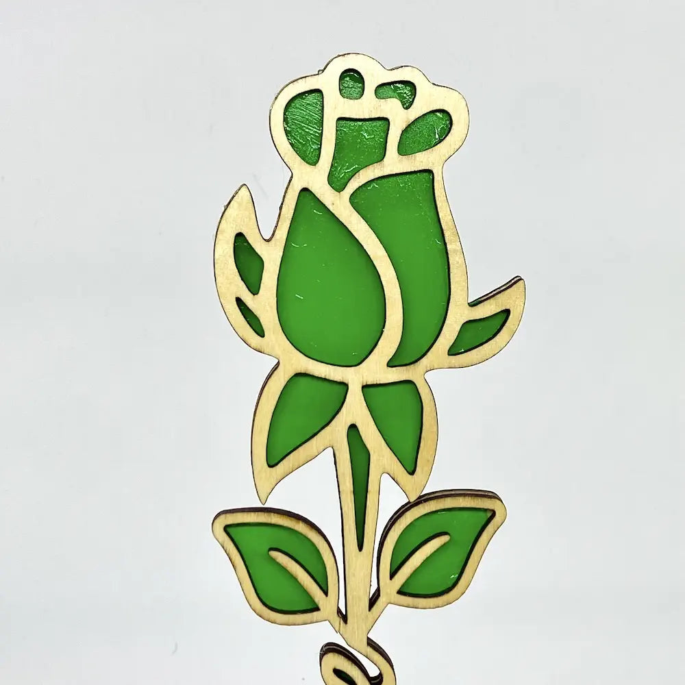 Hand-Painted Laser-Cut Tulip with 'Love' Stem – Crafted in Japan