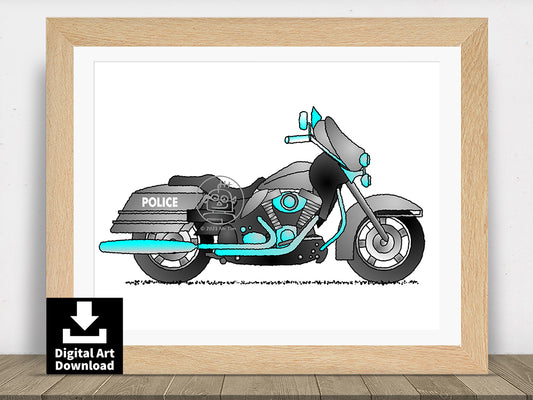 Harley-Davidson FLHP Police Road King - Digital Illustration Download (E007)