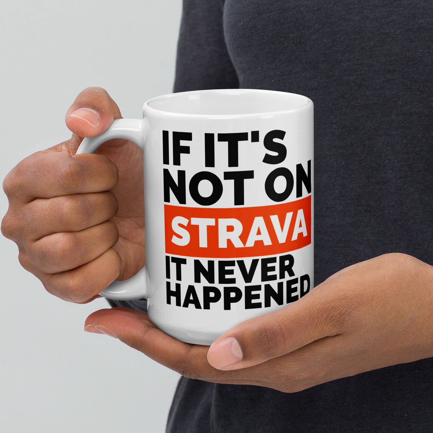 サイクリスト マグカップ - 「If It's Not on Strava, It Never Happened" - セラミック コーヒー カップ