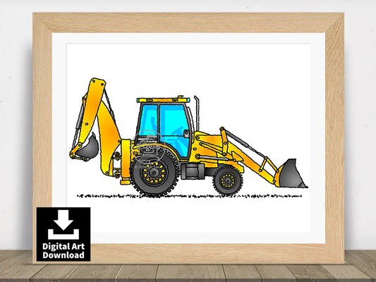 JCB Backhoe Loader - Digital Illustration Download (E023)