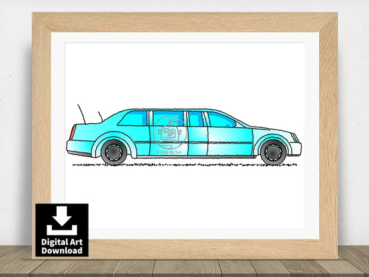 Limousine Car – Digital Illustration Download (E045)