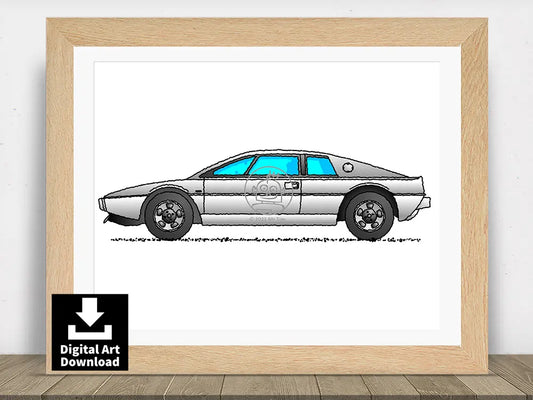 James Bond Car – Lotus Esprit S1 (1976) Digital Illustration Download (E028)