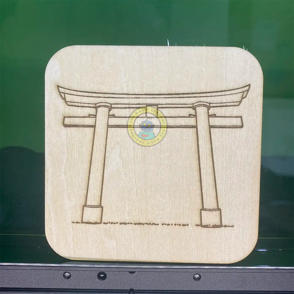 Meiji Shrine Torii Gate Coaster – Laser Engraved Plywood Design