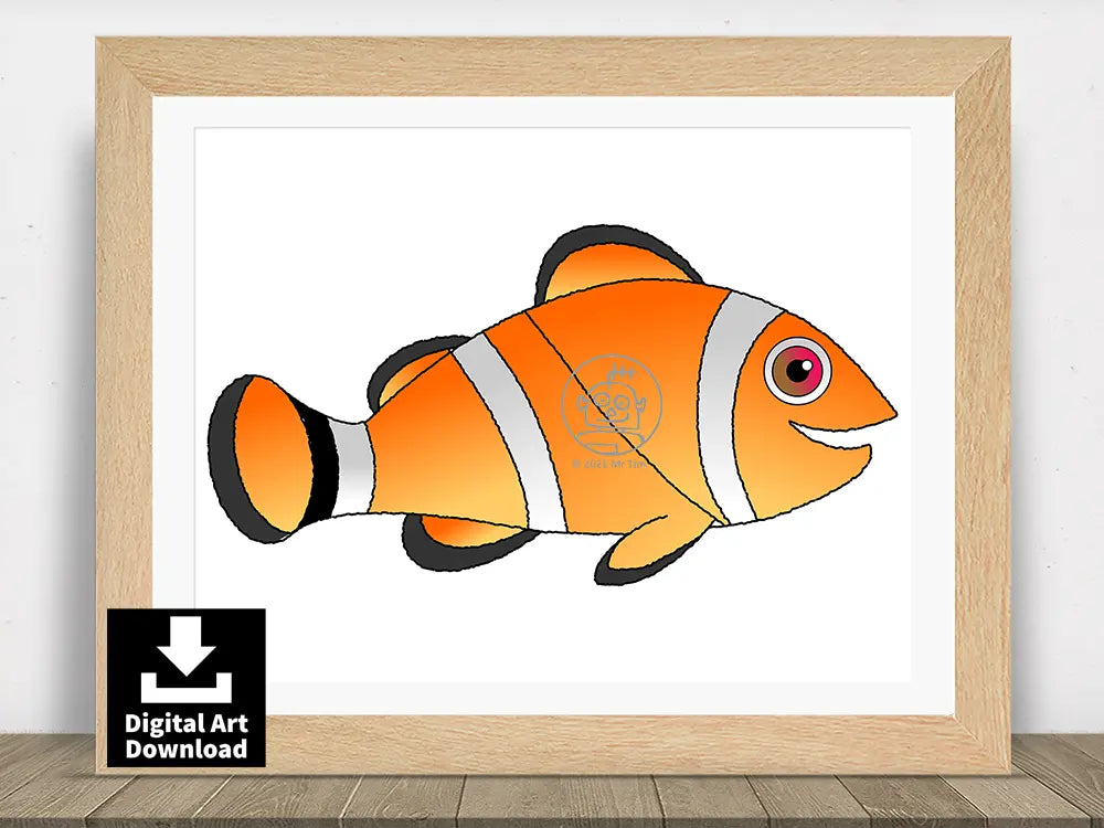 Orange Clown Fish – Digital Illustration Download (E032)