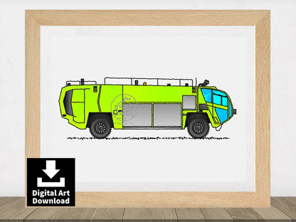 Oshkosh Striker – 4x4 Airport Fire Truck - Digital Illustration Download (E073)