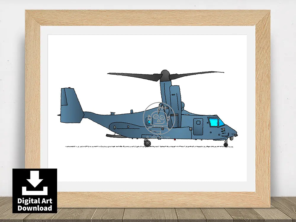 Osprey Tilt-Rotor Aircraft - Digital Illustration Download (E107)