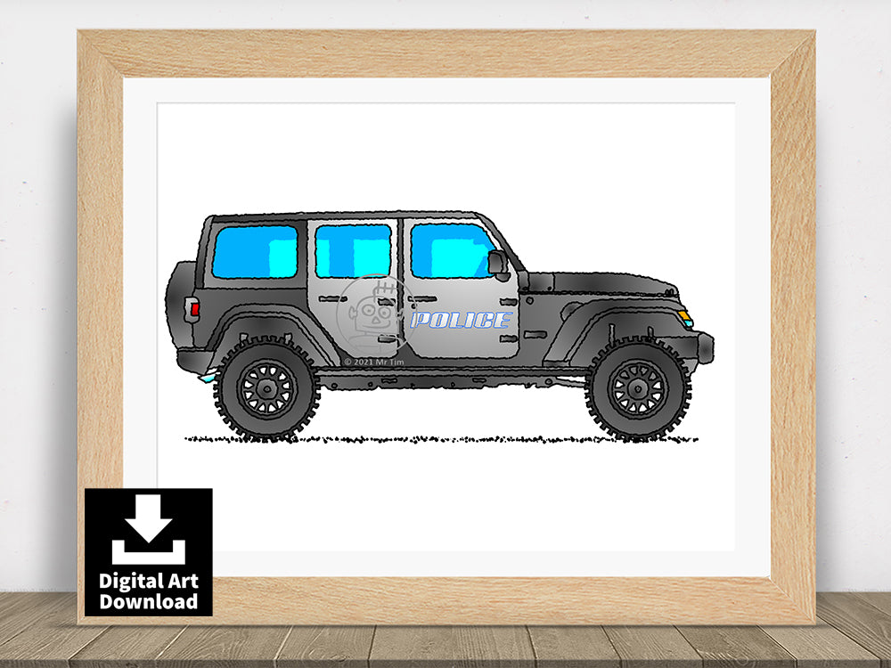 Police Jeep - Digital Illustration Download (E010)