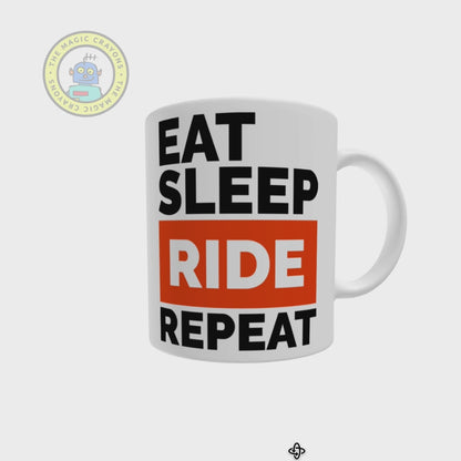 サイクリスト コーヒー マグ – 「Eat, Sleep, Ride, Repeat」 – 自転車愛好家へのギフト