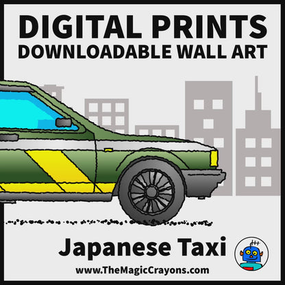 Toyota Comfort Japanese Taxi (Green) – Digital Illustration Download (E090)