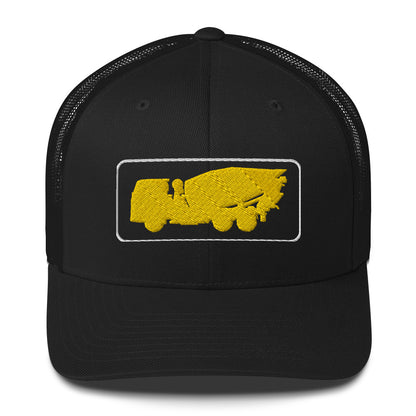 Embroidered Yellow Cement Mixer Truckers Cap