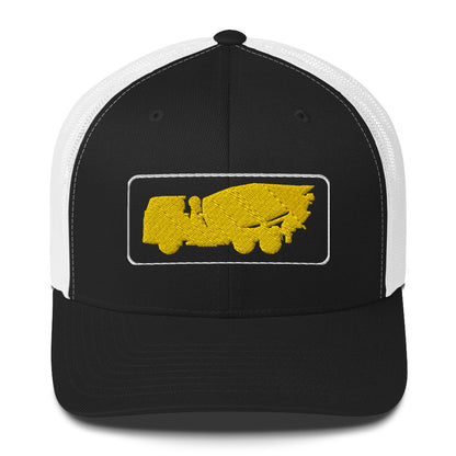 Embroidered Yellow Cement Mixer Truckers Cap