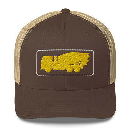 Embroidered Yellow Cement Mixer Truckers Cap