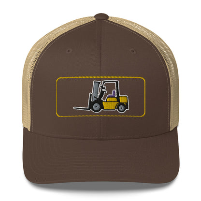 Yellow Forklift Embroidered Trucker Cap