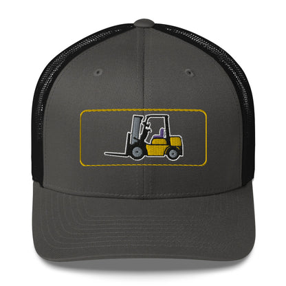 Yellow Forklift Embroidered Trucker Cap