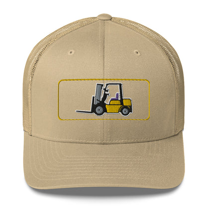 Yellow Forklift Embroidered Trucker Cap