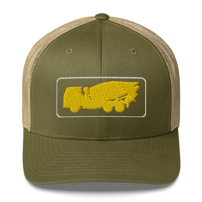 Embroidered Yellow Cement Mixer Truckers Cap