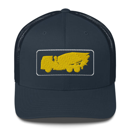 Embroidered Yellow Cement Mixer Truckers Cap