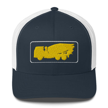 Embroidered Yellow Cement Mixer Truckers Cap