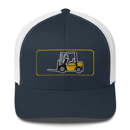 Yellow Forklift Embroidered Trucker Cap