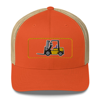 Yellow Forklift Embroidered Trucker Cap